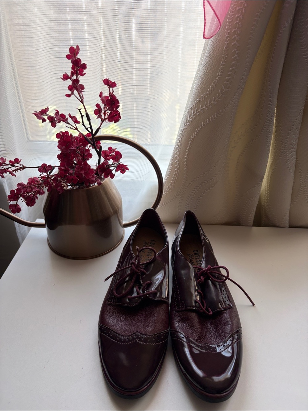 chelsea crew Burgundy Wingtip Lace-Up Flats